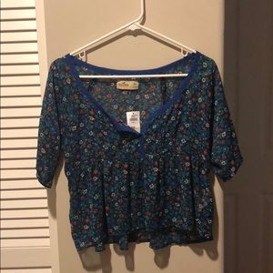 Blue and red flower blouse (never worn)